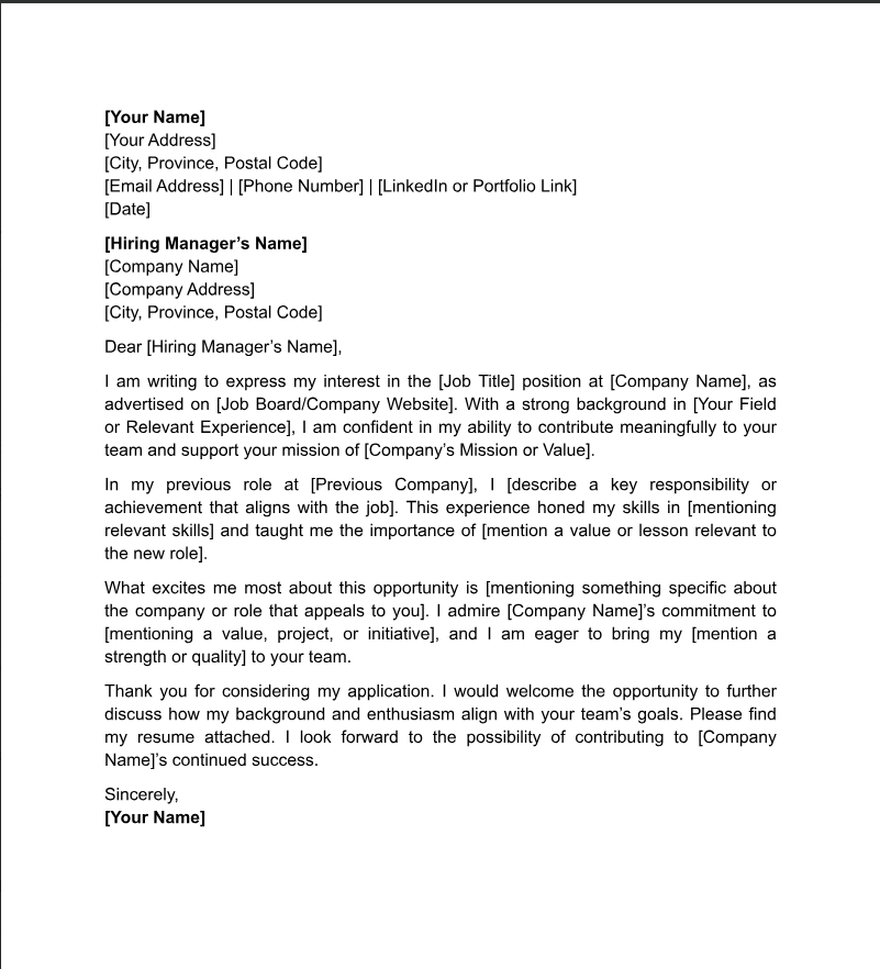 Cover Letter